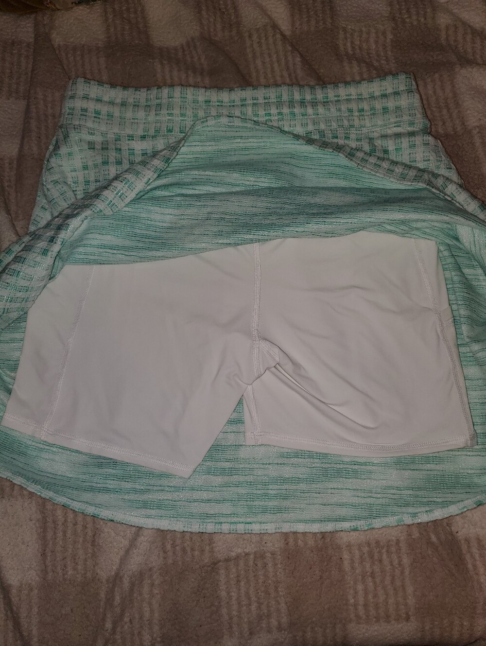 T by Talbots Everyday Stretch Skort in Green and White Plaid - Picture 9 of 10